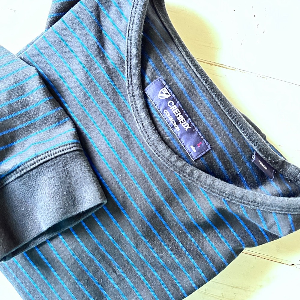 CREMIEUX Collection Men's L Striped Long Sleeve Crewneck T-Shirt 100% Cotton